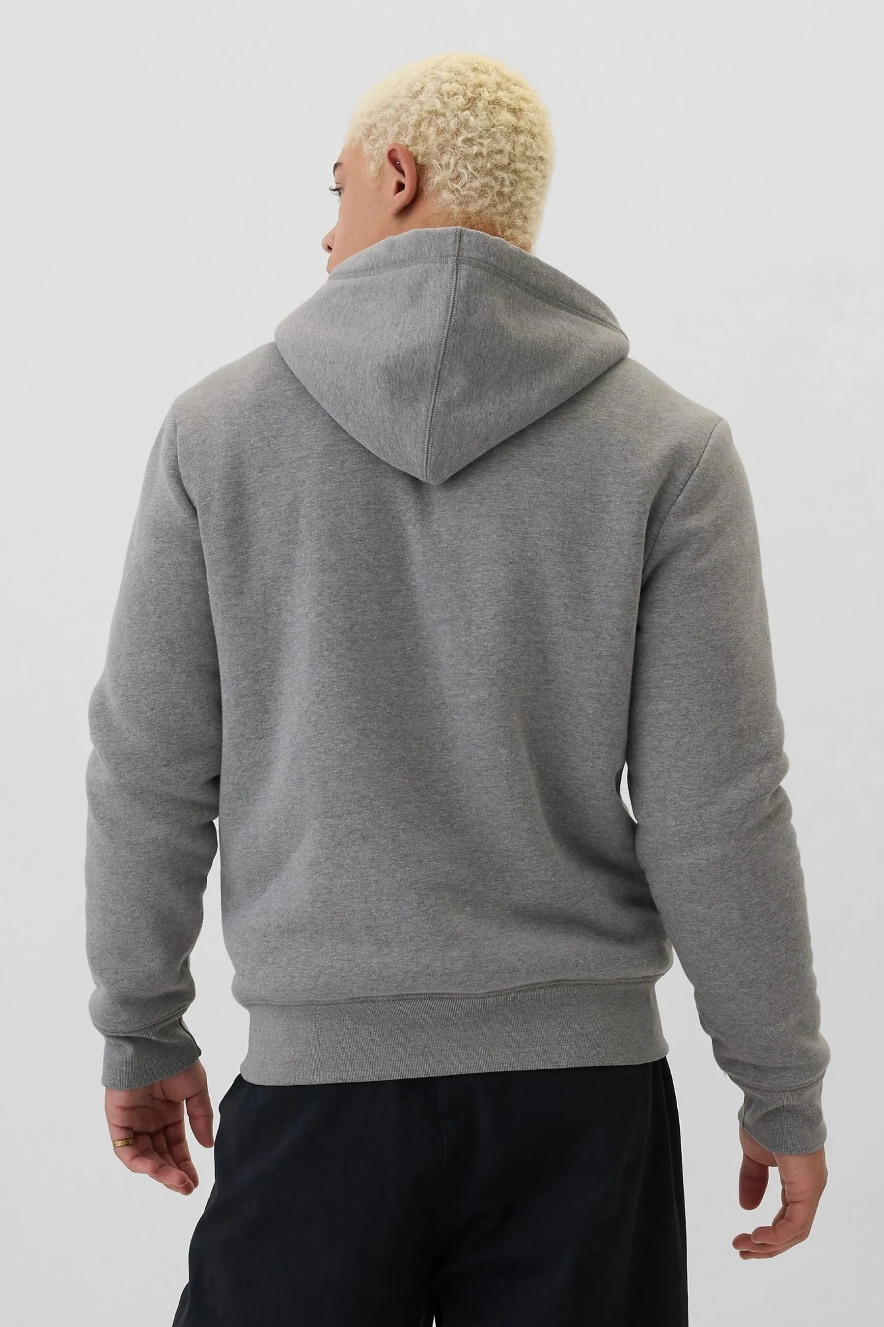 Light Grey Logo Sherpa-Lined Zip Up Hoodie