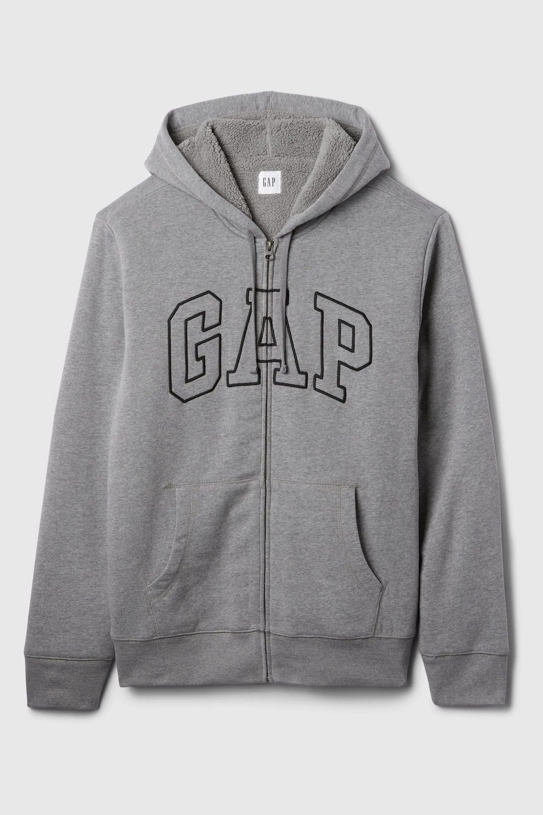 Light Grey Logo Sherpa-Lined Zip Up Hoodie