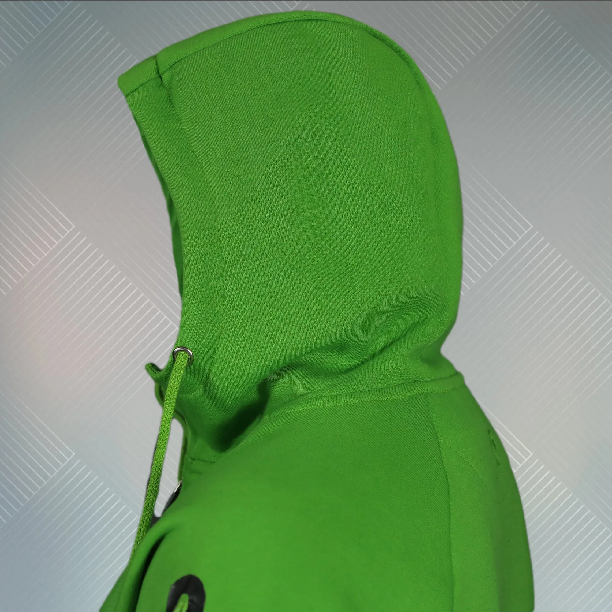 Lime Green Unbasic Fleece Stash Pocket Sunset Park Tapered Zipper Hoodie | Fleece Safety Lime Green Hoodie