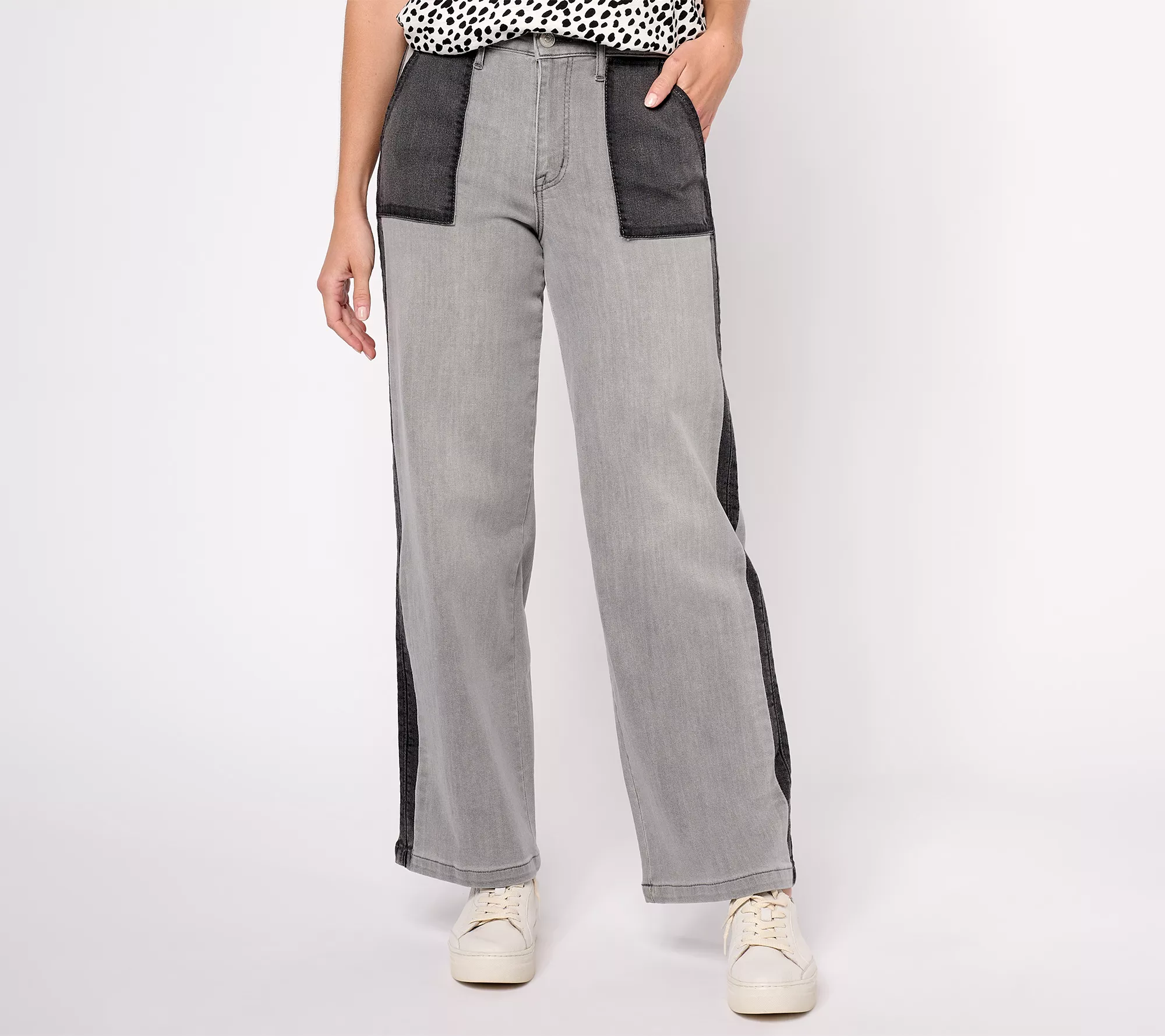 LOGO by Lori Goldstein Regular Wide Leg Jeans