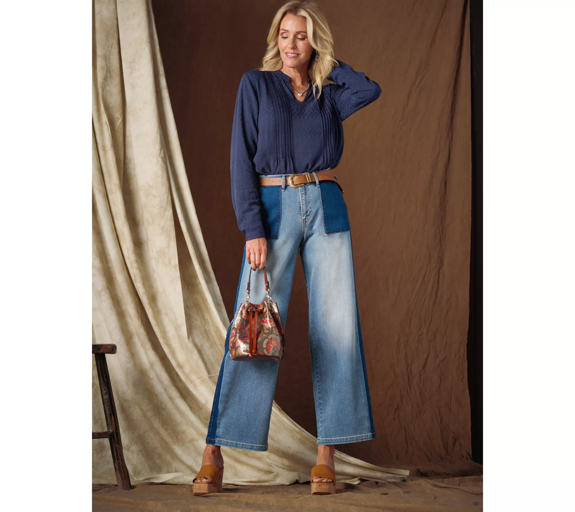 LOGO by Lori Goldstein Regular Wide Leg Jeans