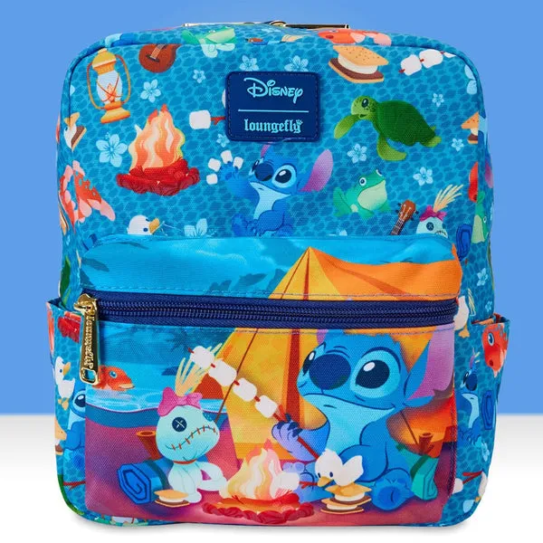 Loungefly x Disney Stitch Camping Cuties AOP Nylon Mini Backpack