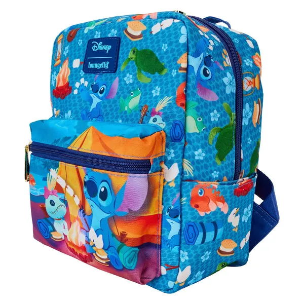 Loungefly x Disney Stitch Camping Cuties AOP Nylon Mini Backpack