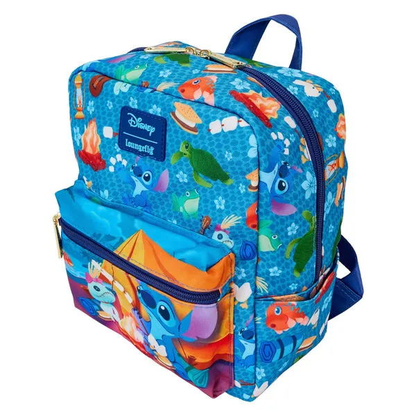 Loungefly x Disney Stitch Camping Cuties AOP Nylon Mini Backpack