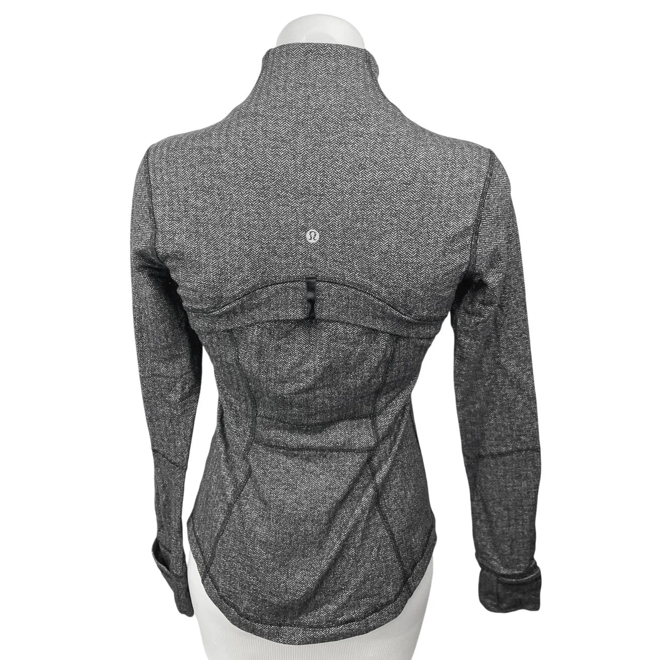 Lululemon Define Women's Gray Herringbone Zip Up High Neck Thumbholes Jacket 6