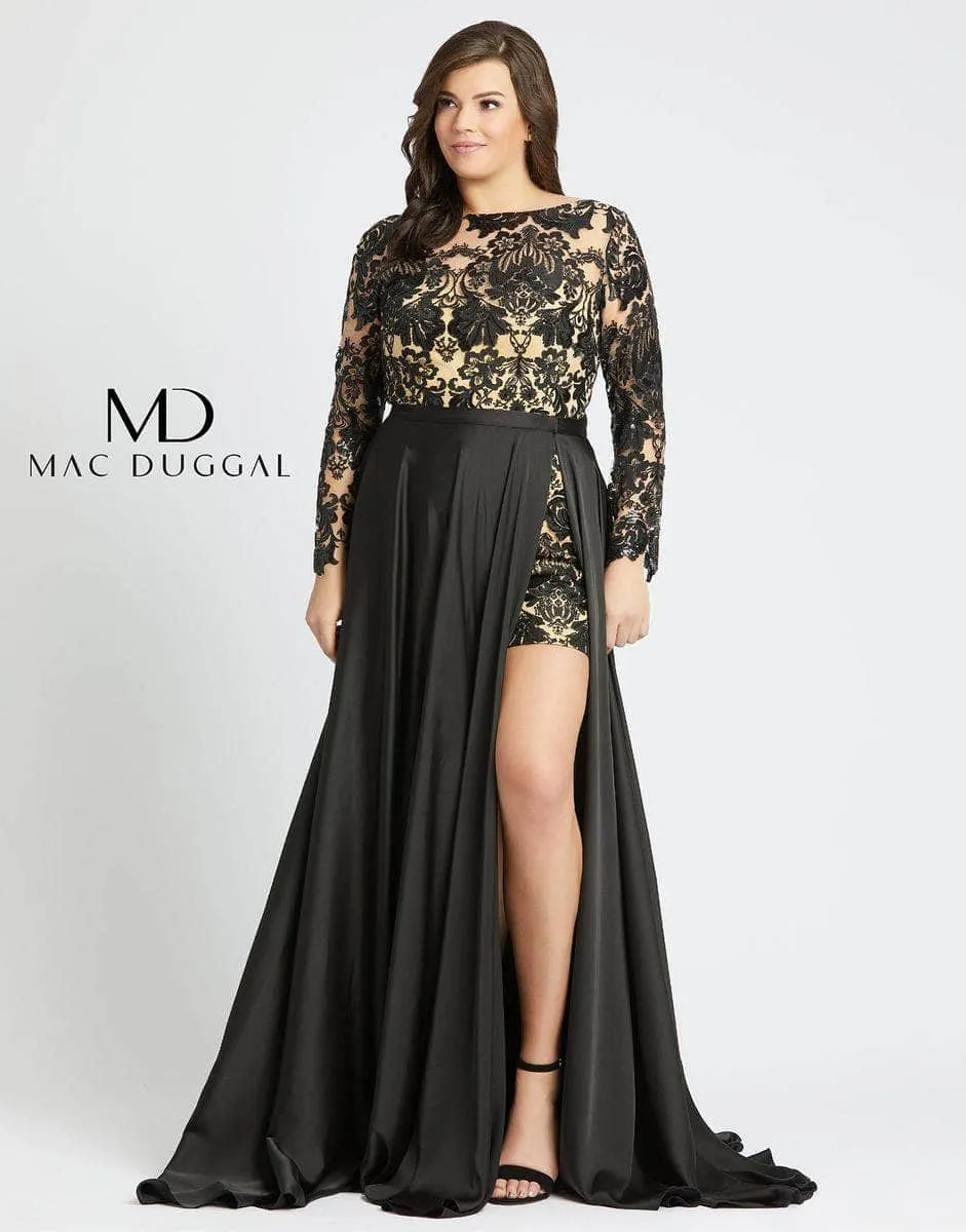 Mac Duggal 66809F - Long Sleeve Romper with Overskirt