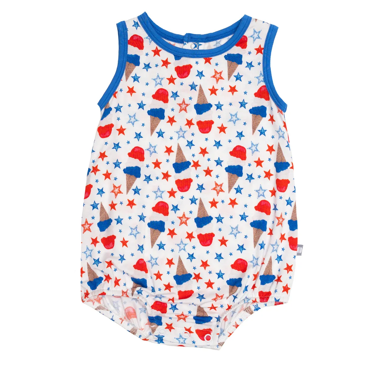 Macaron + Me Sleeveless Bubble Romper - Patriotic Ice Cream