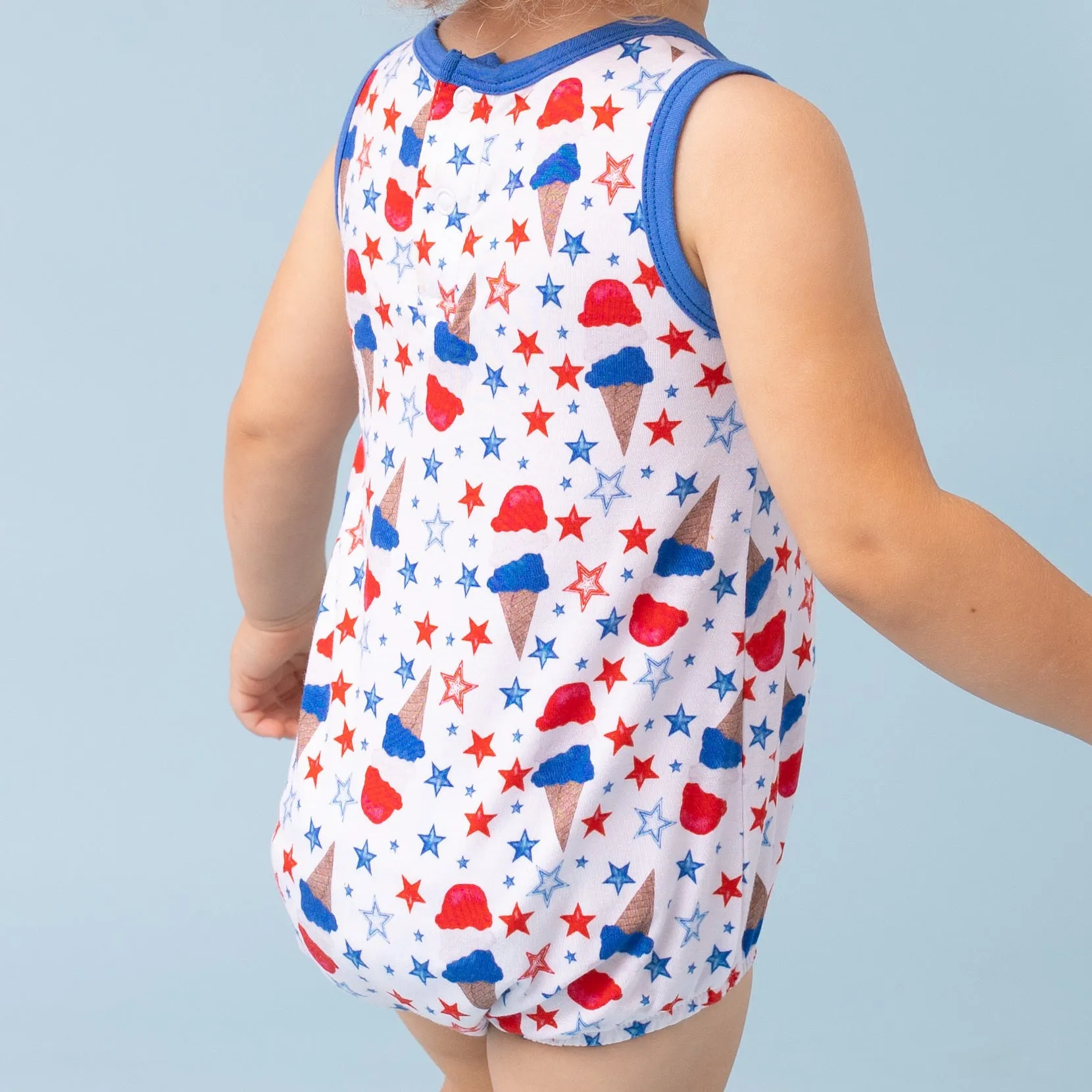 Macaron + Me Sleeveless Bubble Romper - Patriotic Ice Cream