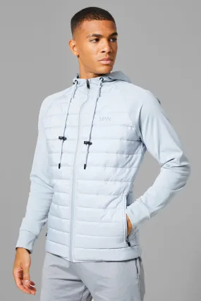 Man Active Gym Quilted Zip Through Hoodie | boohooMAN UK