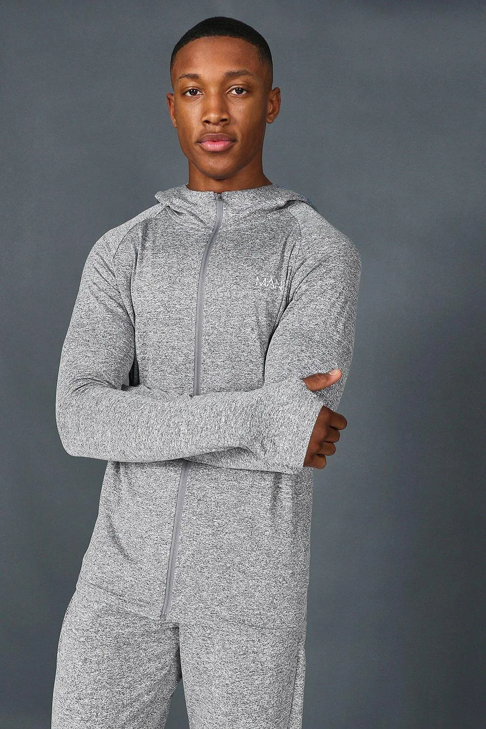 Man Active Muscle Fit Yoga Zip Through Hoodie | boohooMAN UK