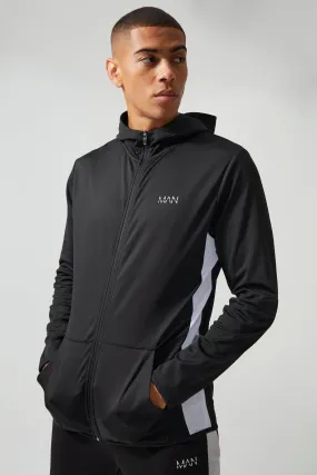 Man Active Zip Through Training Hoodie | boohooMAN UK