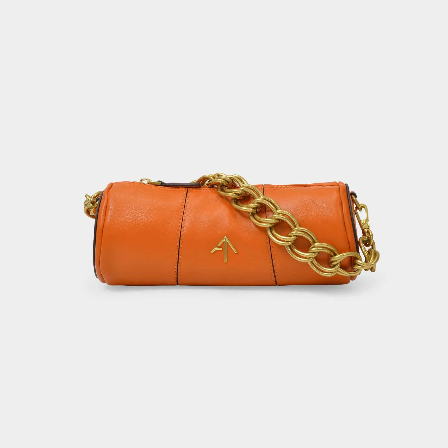 Manu Atelier  Mini Cylinder Bag in Orange Leather