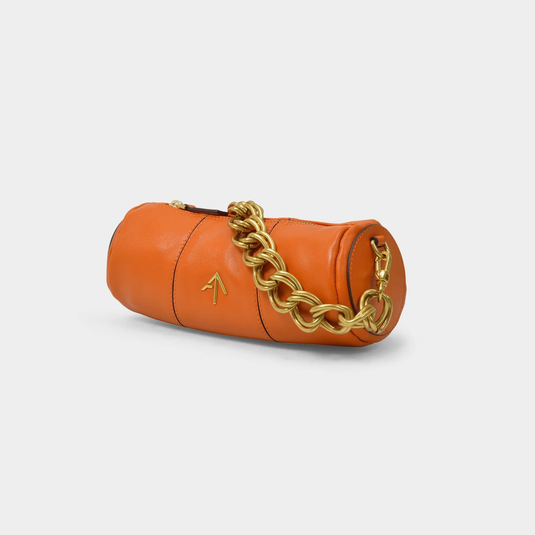 Manu Atelier  Mini Cylinder Bag in Orange Leather