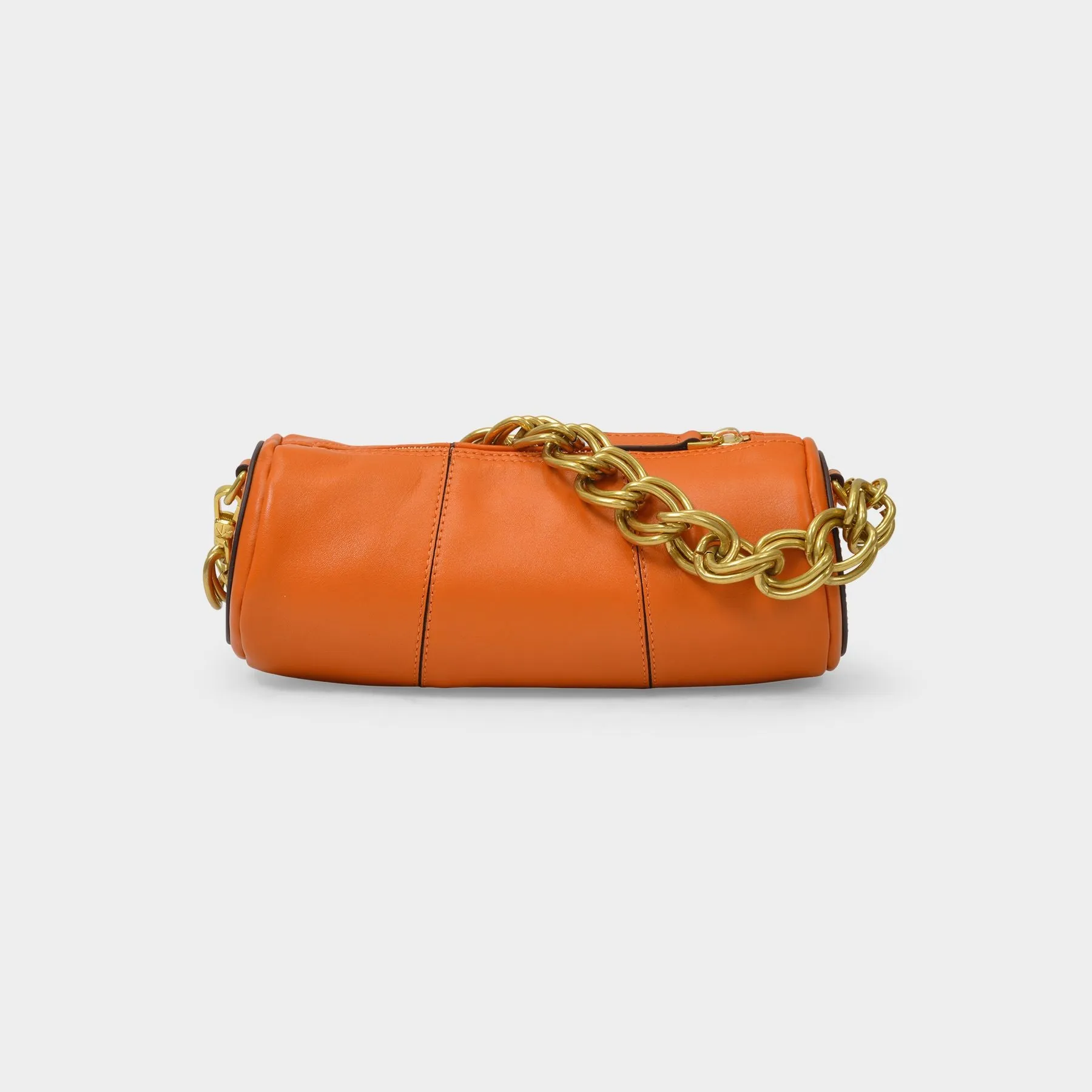 Manu Atelier  Mini Cylinder Bag in Orange Leather