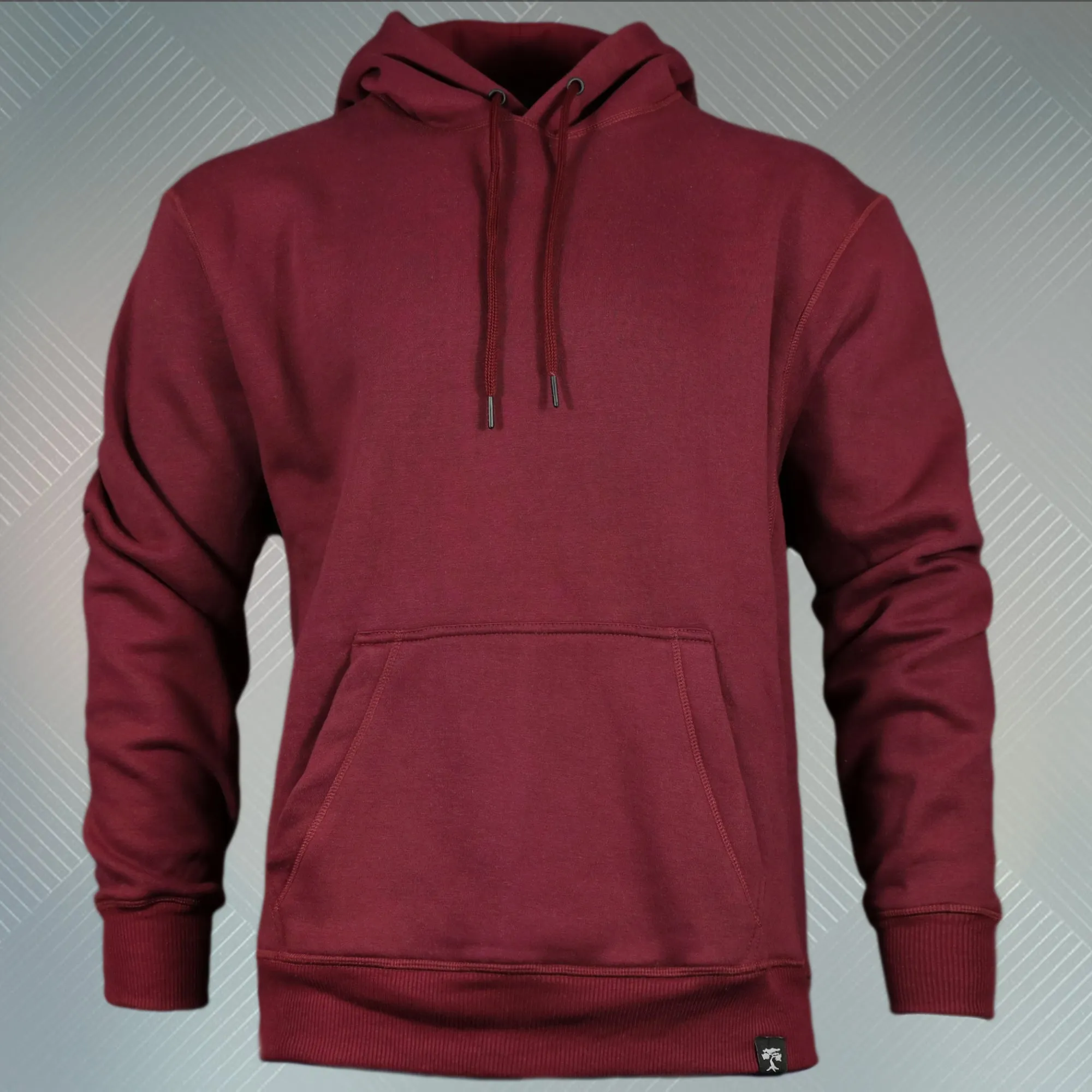 Maroon Unbasic Fleece Stash Pocket Sunset Park Tapered Pullover Hoodie | Fleece Dark Red Hoodie