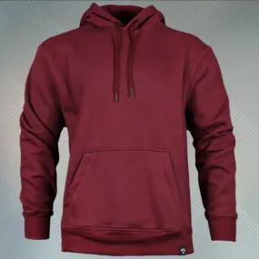 Maroon Unbasic Fleece Stash Pocket Sunset Park Tapered Pullover Hoodie | Fleece Dark Red Hoodie