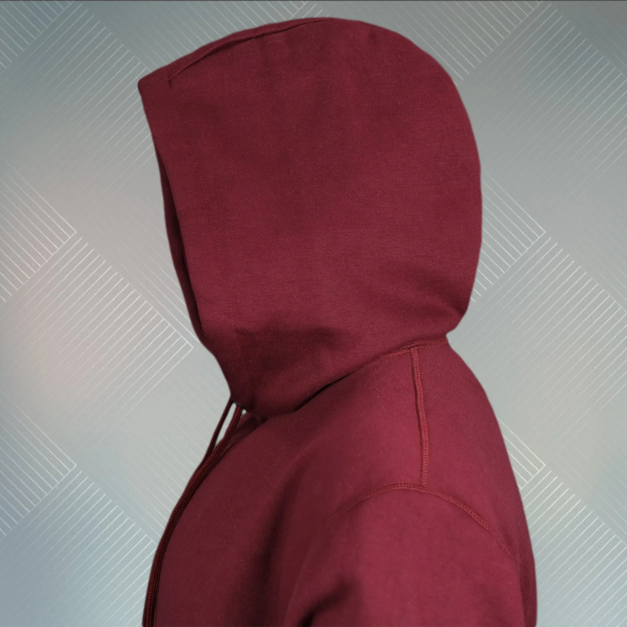 Maroon Unbasic Fleece Stash Pocket Sunset Park Tapered Pullover Hoodie | Fleece Dark Red Hoodie