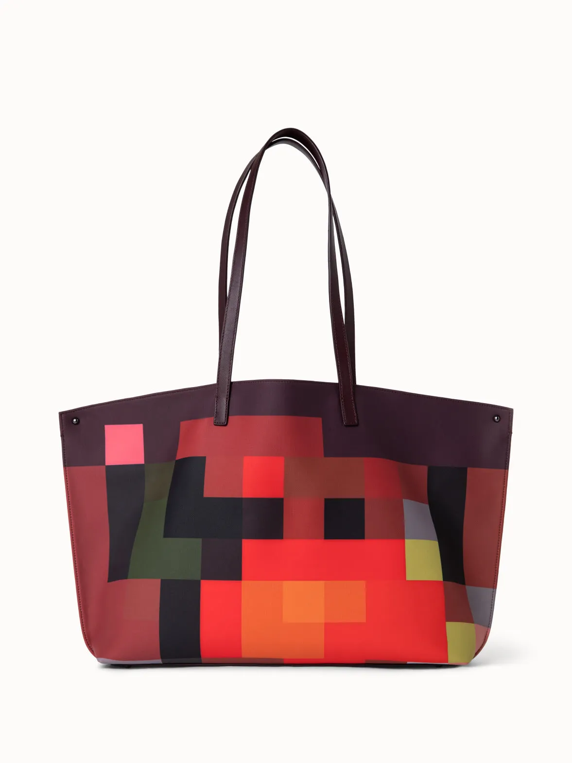 Medium Ai Shoulder Bag in Technical Fabric with Interior Abstract Print