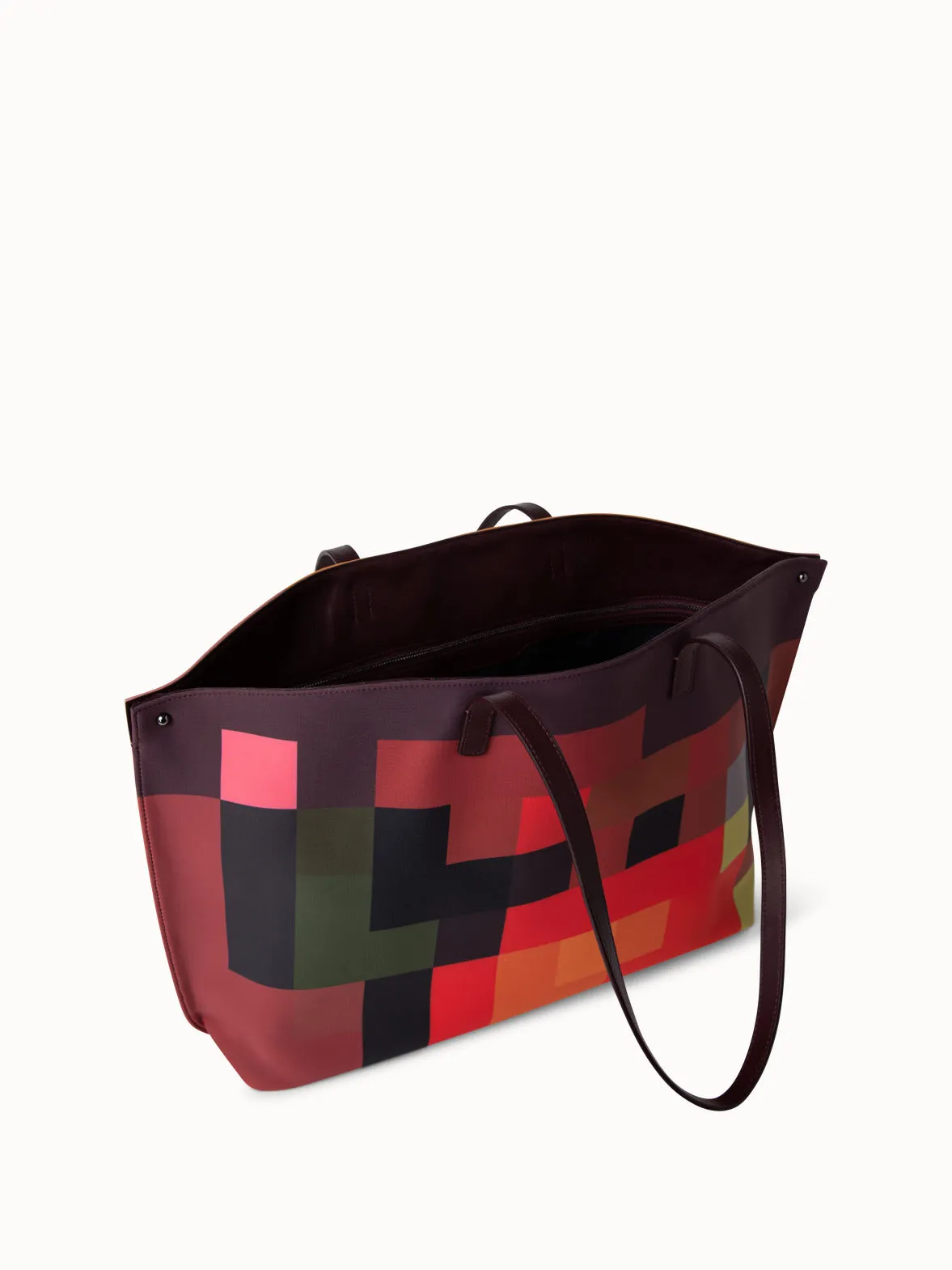 Medium Ai Shoulder Bag in Technical Fabric with Interior Abstract Print