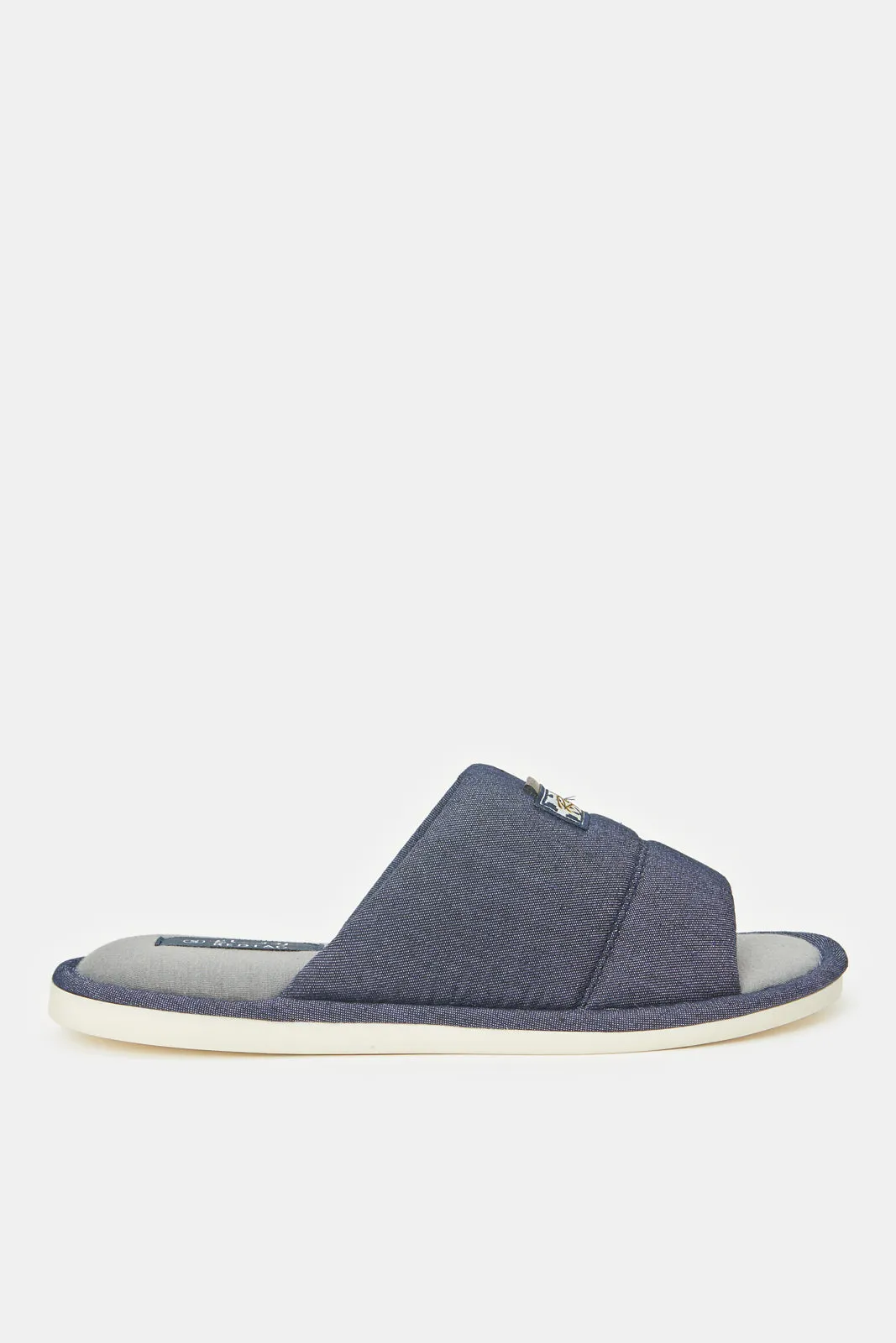 Men Navy Plain Textured Slipper