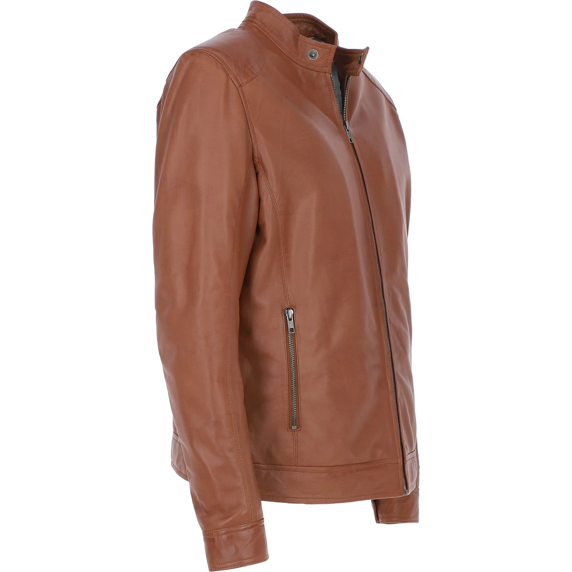 Men's Ashwood Leather Biker Jacket Tan: floyd