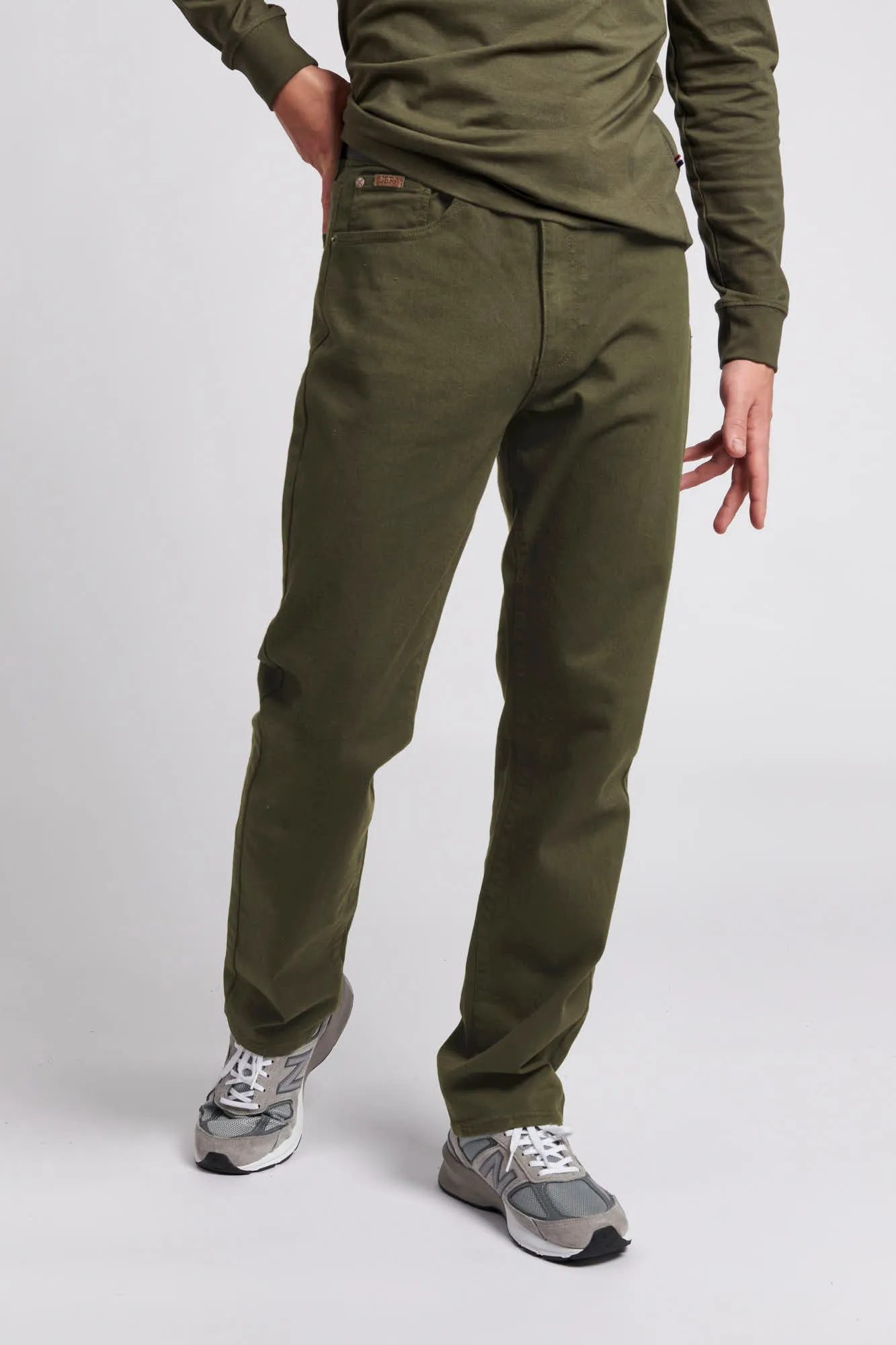 Mens 5 Pocket Slub Twill Trousers in Forest Night