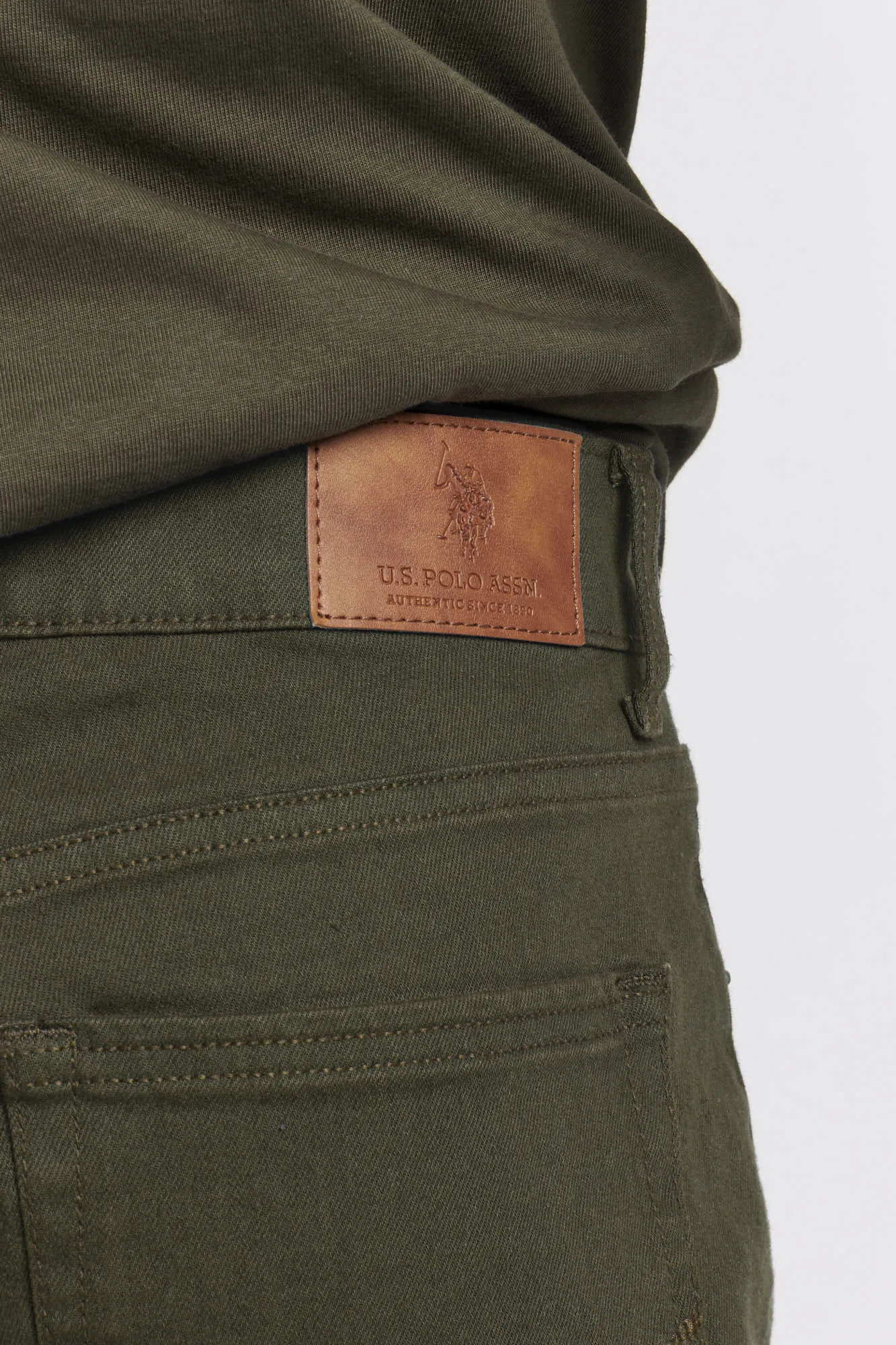 Mens 5 Pocket Slub Twill Trousers in Forest Night