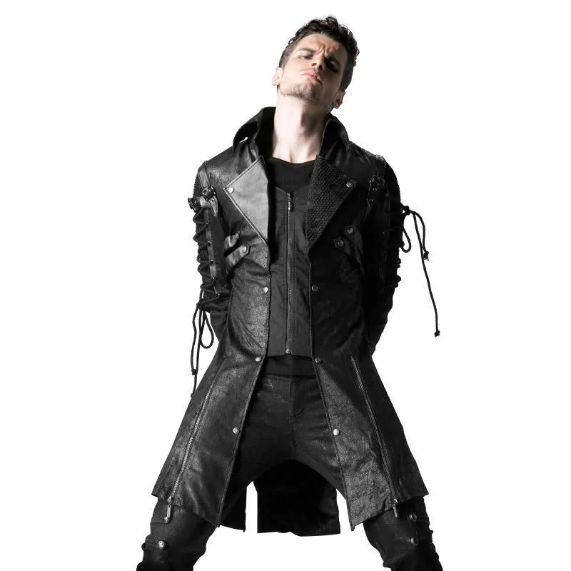 Men's Punk Studded Faux Leather Zipper Jacket Black