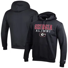 Men's Champion  Black Georgia Bulldogs Alumni Logo Stack Pullover Hoodie