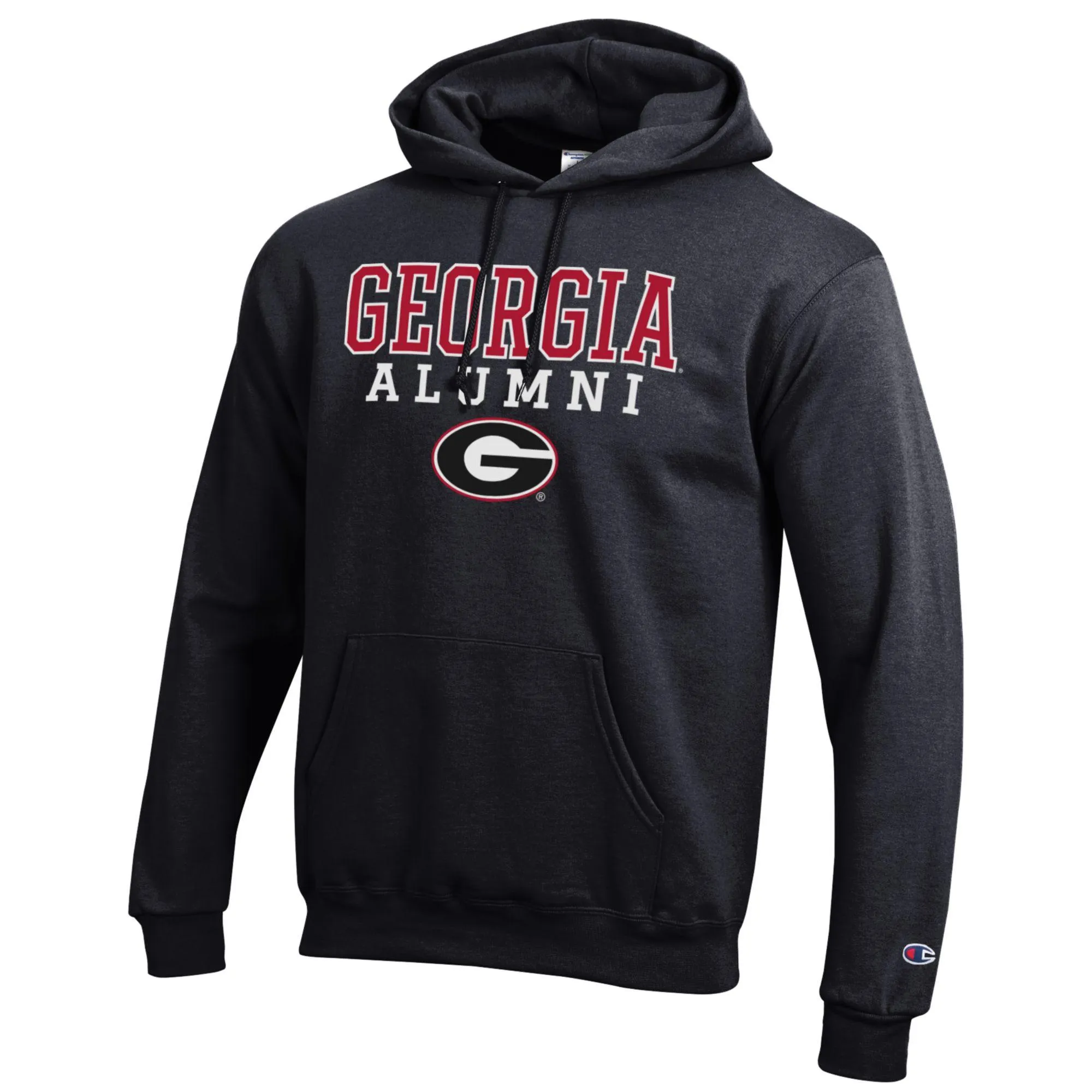 Men's Champion  Black Georgia Bulldogs Alumni Logo Stack Pullover Hoodie