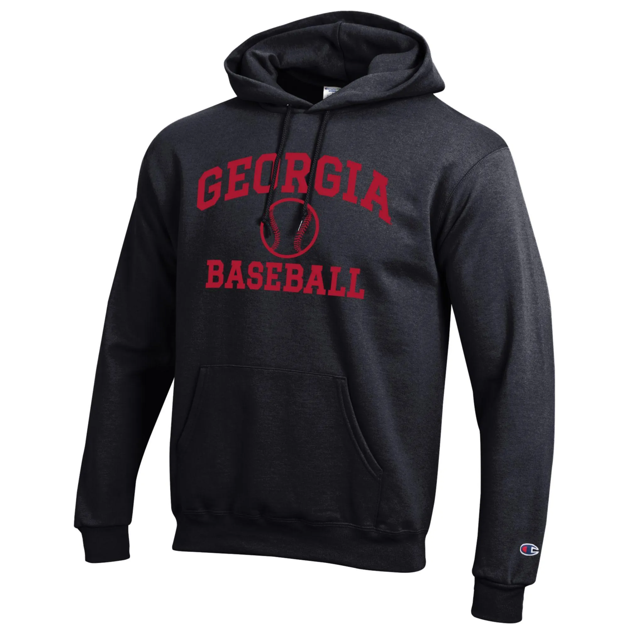 Men's Champion Black Georgia Bulldogs Icon Baseball Powerblend Pullover Hoodie