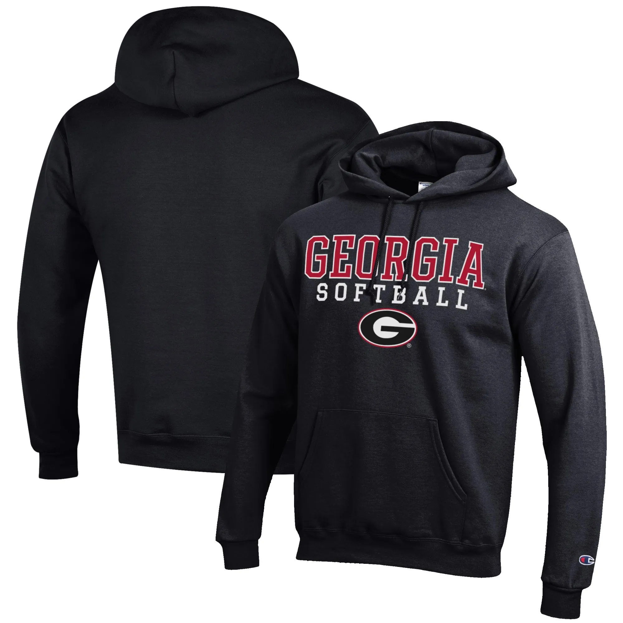 Men's Champion Black Georgia Bulldogs Softball Stack Pullover Hoodie