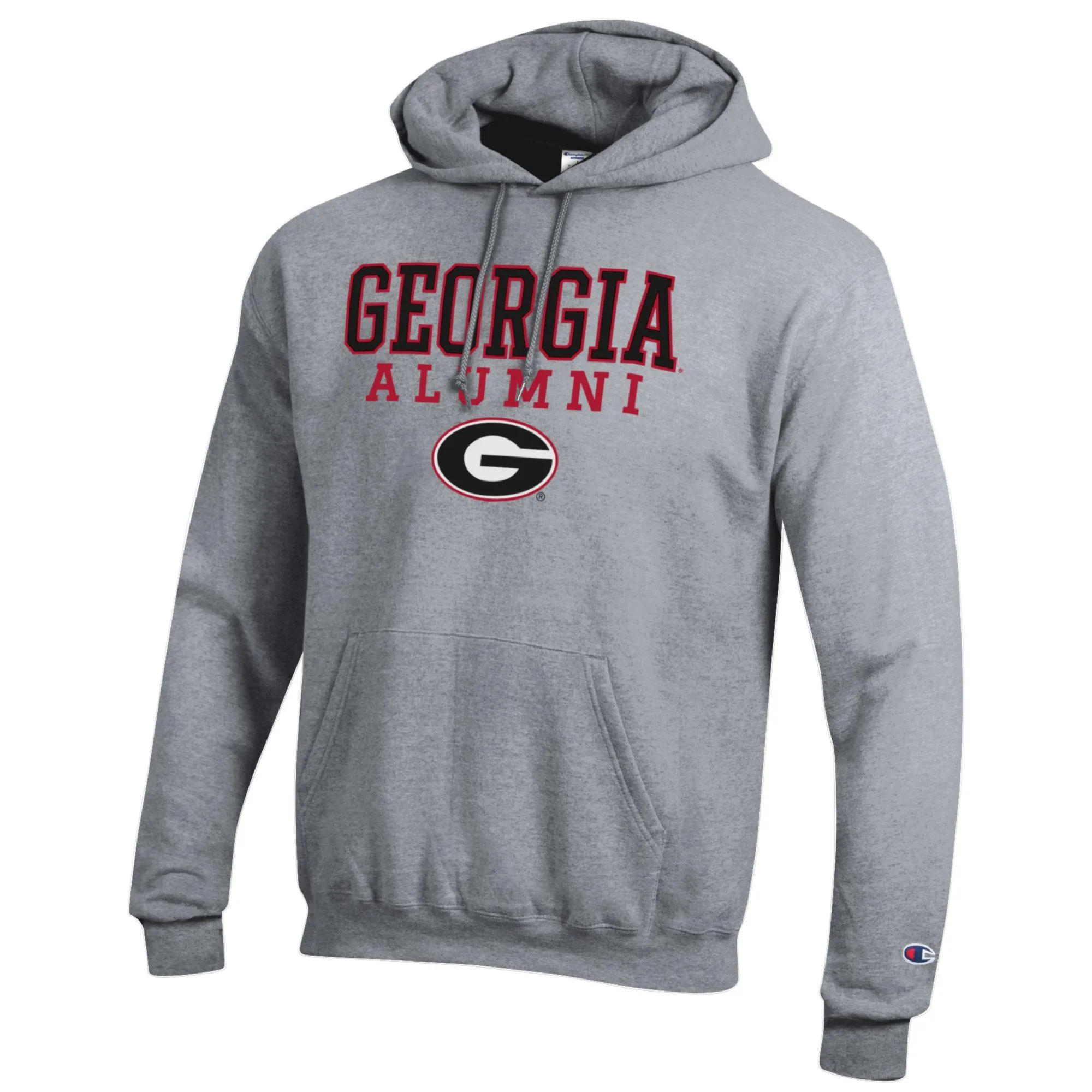 Men's Champion  Gray Georgia Bulldogs Alumni Logo Stack Pullover Hoodie