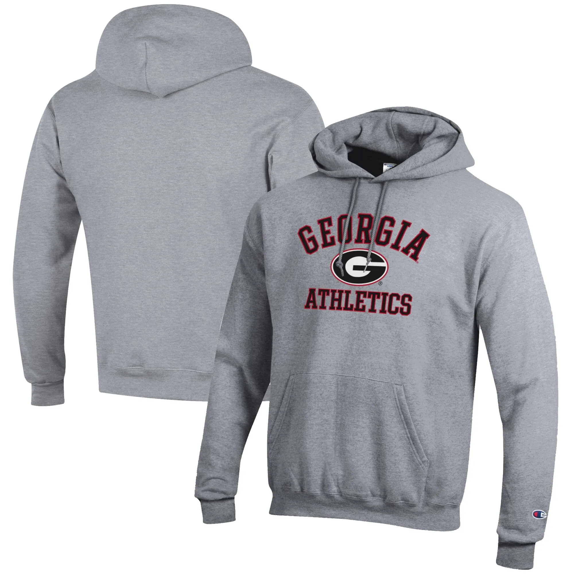 Men's Champion  Gray Georgia Bulldogs Athletics Logo Pullover Hoodie