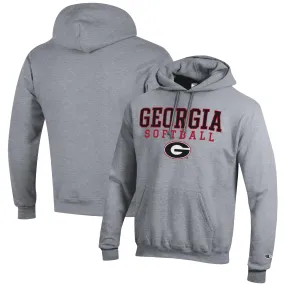 Men's Champion Gray Georgia Bulldogs Softball Stack Pullover Hoodie