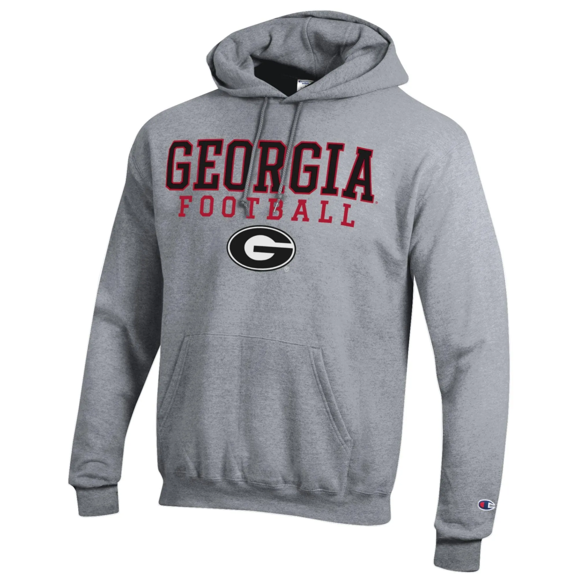 Men's Champion Heather Gray Georgia Bulldogs Football Stack Pullover Hoodie