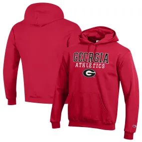 Men's Champion  Red Georgia Bulldogs Athletics Logo Stack Pullover Hoodie