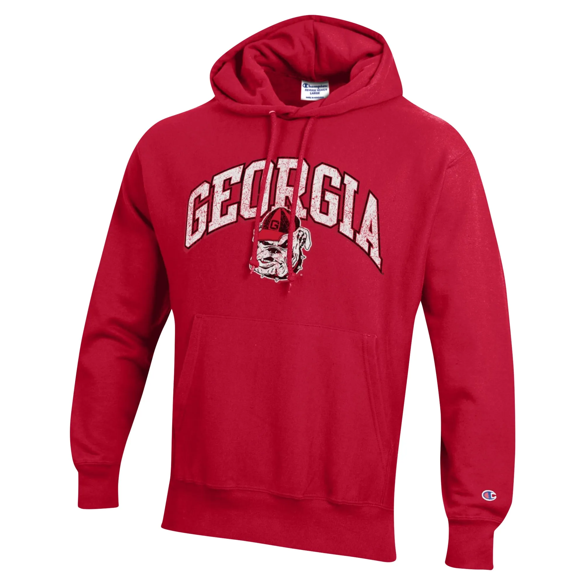 Men's Champion Red Georgia Bulldogs Vault Late Night Reverse Weave Pullover Hoodie