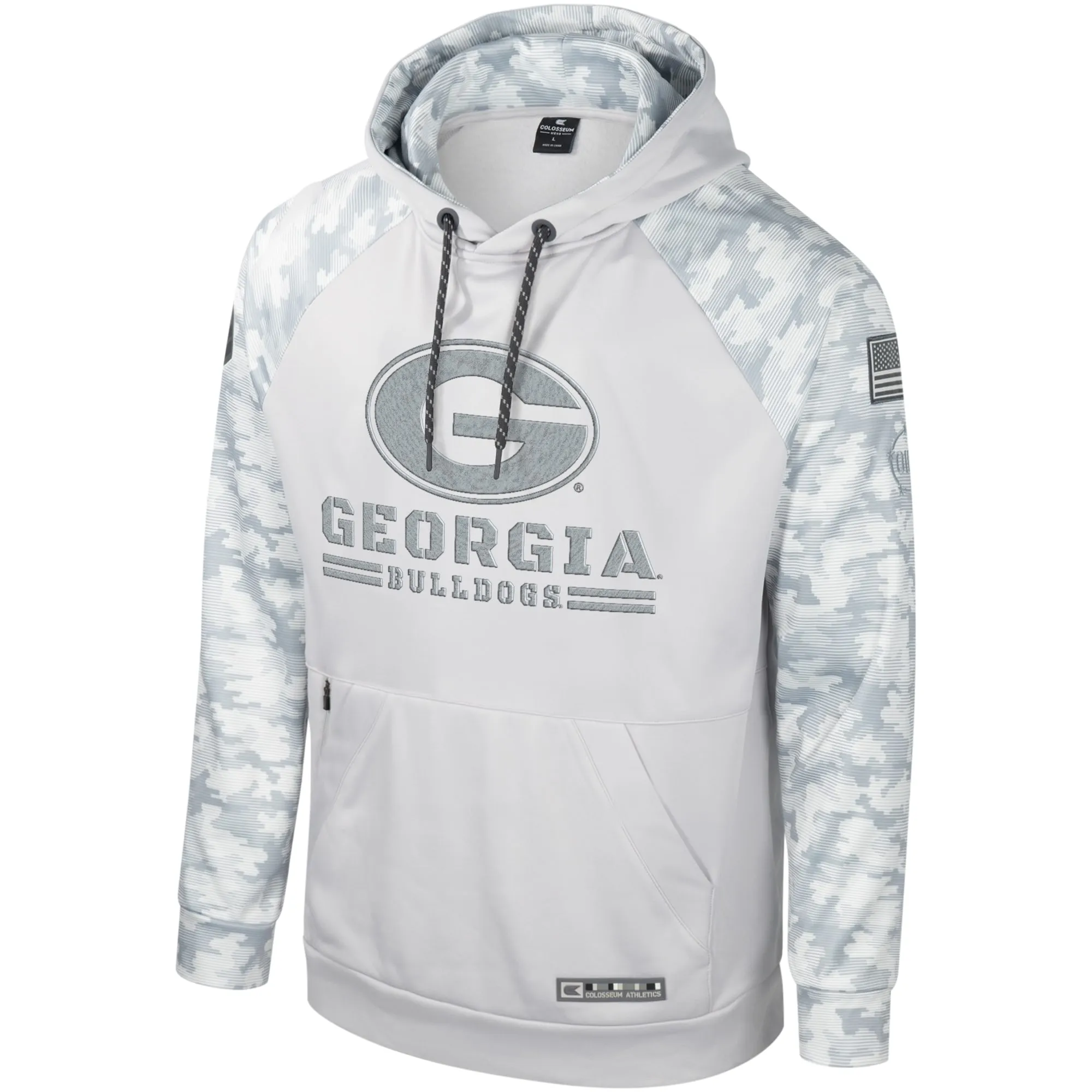 Men's Colosseum Gray Georgia Bulldogs OHT Military Appreciation Ice Raglan Pullover Hoodie