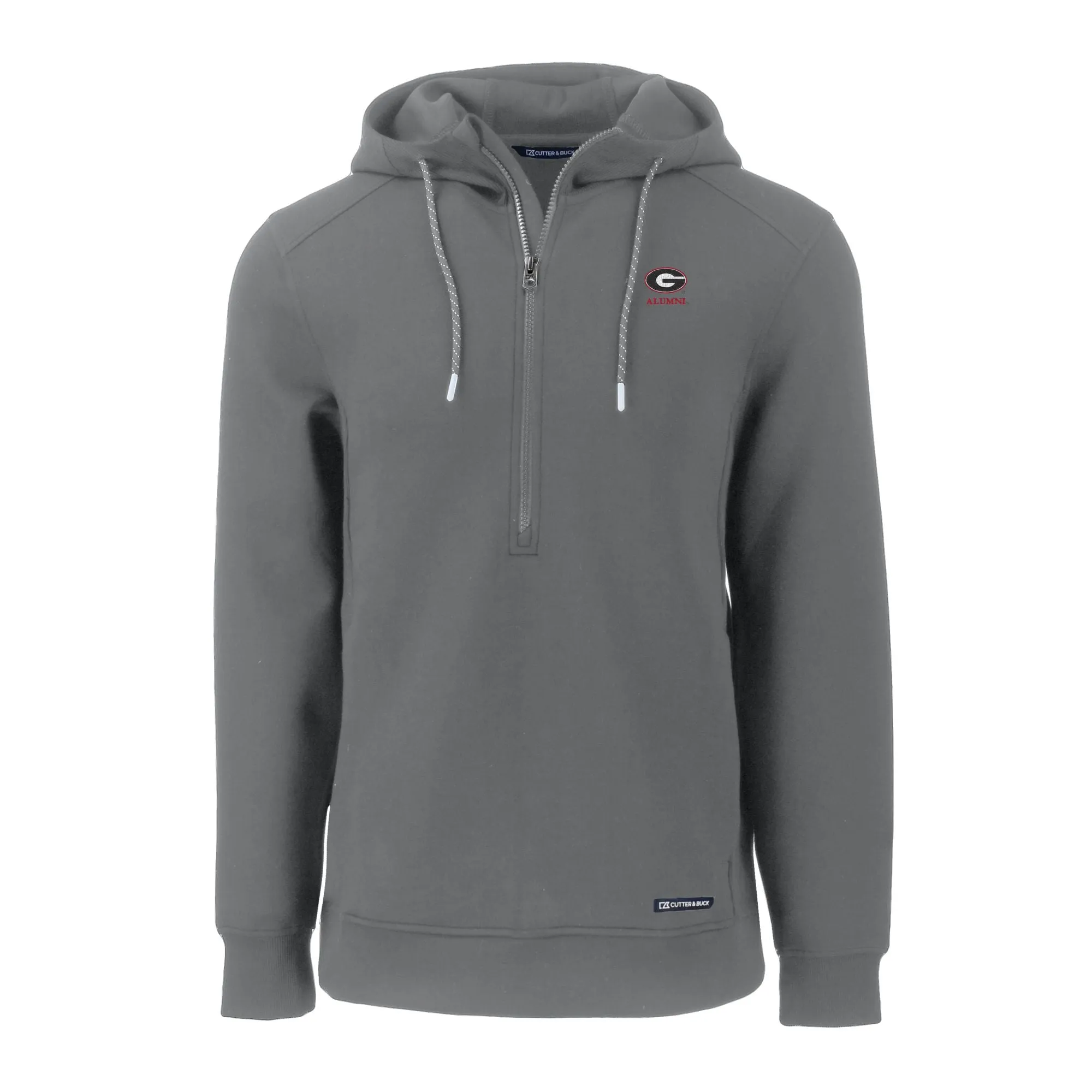 Men's Cutter & Buck  Gray Georgia Bulldogs Alumni Logo Roam Eco Recycled Half-Zip Pullover Hoodie