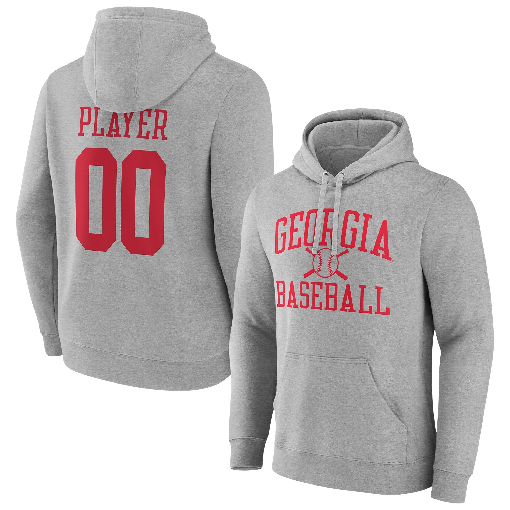 Men's  Gray Georgia Bulldogs Baseball Pick-A-Player NIL Gameday Tradition Pullover Hoodie