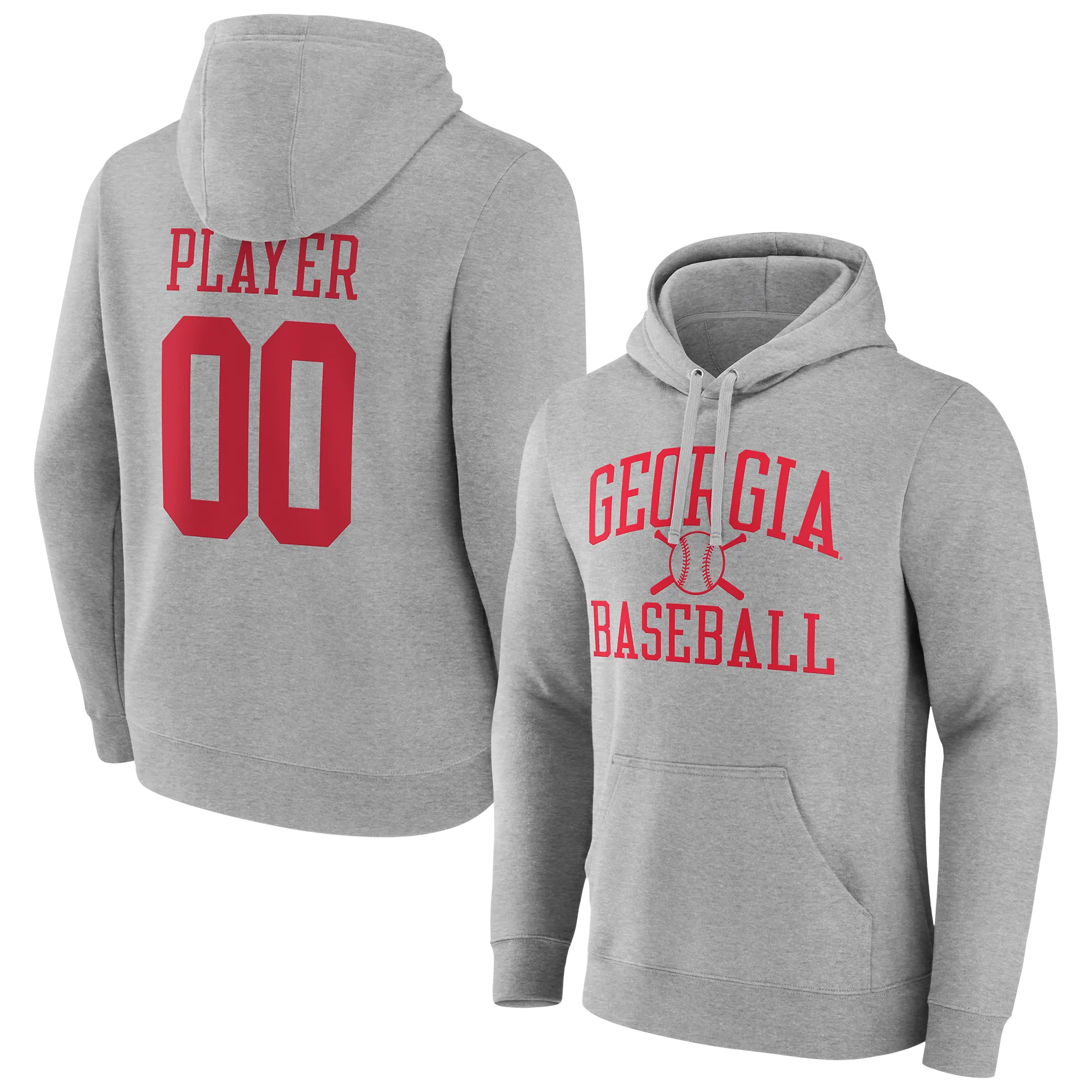 Men's  Gray Georgia Bulldogs Baseball Pick-A-Player NIL Gameday Tradition Pullover Hoodie