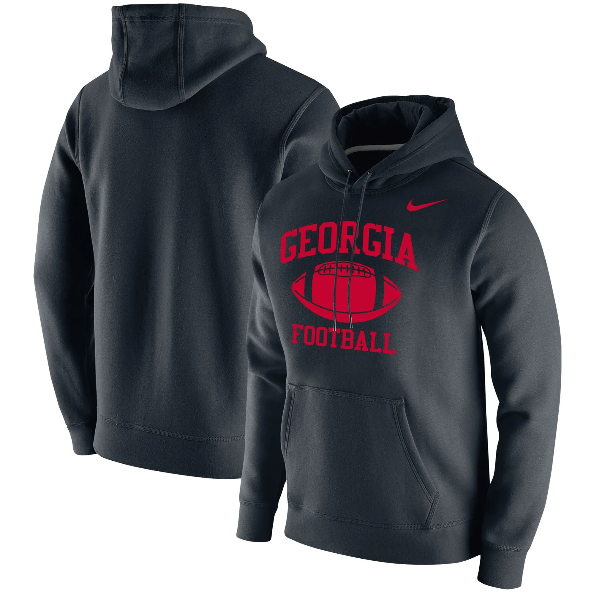 Men's Nike Black Georgia Bulldogs Retro Football Club Fleece Pullover Hoodie