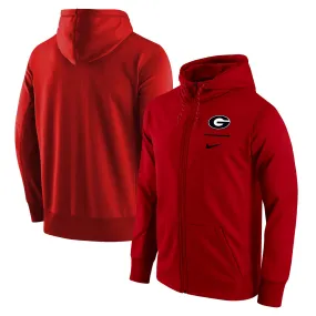 Men's Nike Red Georgia Bulldogs Logo Stack Therma Performance Full-Zip Hoodie