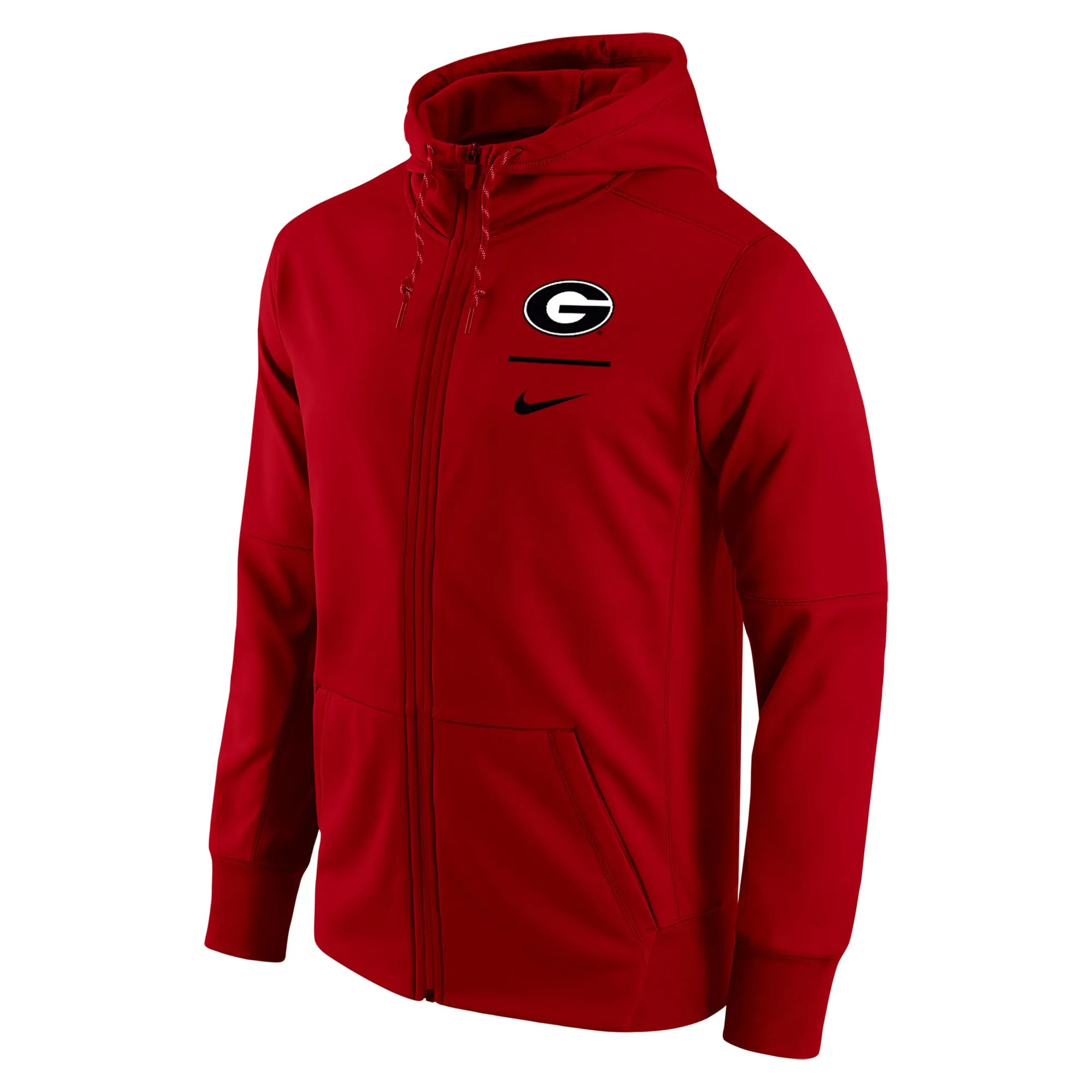 Men's Nike Red Georgia Bulldogs Logo Stack Therma Performance Full-Zip Hoodie