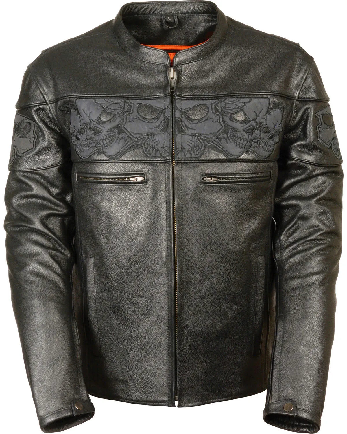 Milwaukee Leather Men's Reflective Skull Crossover Scooter Jacket - 3X