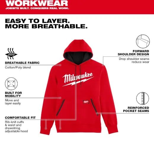 Milwaukee Men's FREEFLEX Logo Pullover Hoodie in Red