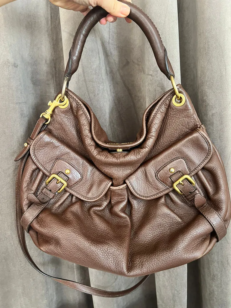 Miu Miu Brown Leather Shoulder Bag