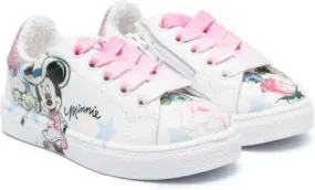 Monnalisa Disney-print leather sneakers White