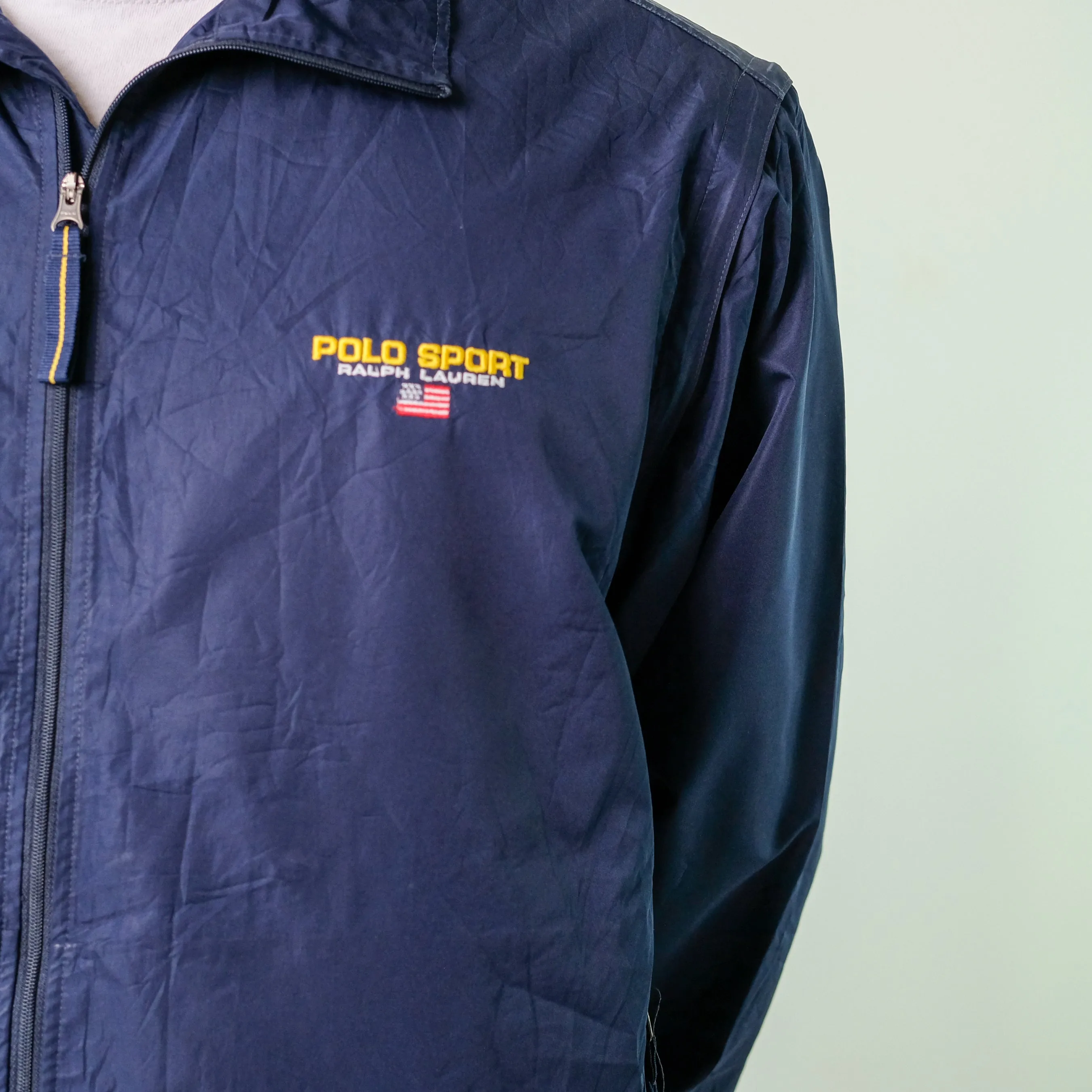 Navy Blue y2ks Polo Ralph Lauren Zip-off sleeves Track Jacket (XL)